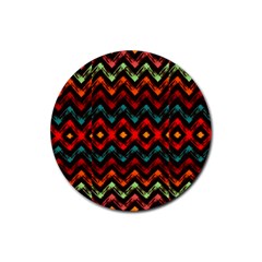 Seamless Native Zigzags By Flipstylez Designs Rubber Coaster (round)  by flipstylezfashionsLLC