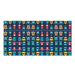 Funny Monsters In Blue Background Satin Shawl