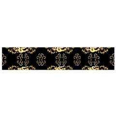 Golden Flowers On Black With Tiny Gold Dragons Created By Kiekie Strickland Small Flano Scarf