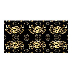 Golden Flowers On Black With Tiny Gold Dragons Created By Kiekie Strickland Satin Wrap