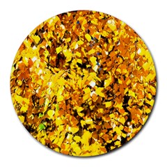 Birch Tree Yellow Leaves Round Mousepads by FunnyCow