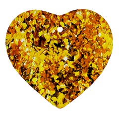 Birch Tree Yellow Leaves Ornament (heart) by FunnyCow