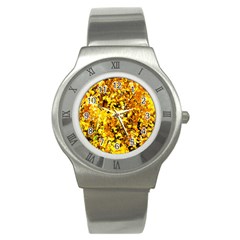 Birch Tree Yellow Leaves Stainless Steel Watch by FunnyCow