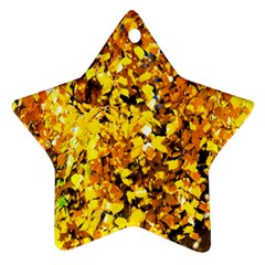 Birch Tree Yellow Leaves Star Ornament (two Sides) by FunnyCow