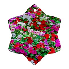 Colorful Petunia Flowers Snowflake Ornament (two Sides) by FunnyCow