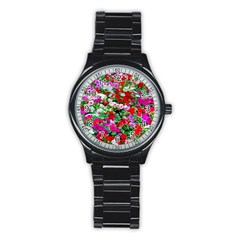 Colorful Petunia Flowers Stainless Steel Round Watch by FunnyCow