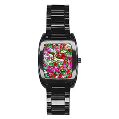 Colorful Petunia Flowers Stainless Steel Barrel Watch by FunnyCow