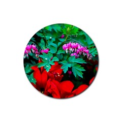 Bleeding Heart Flowers Rubber Coaster (round)  by FunnyCow