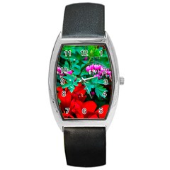 Bleeding Heart Flowers Barrel Style Metal Watch by FunnyCow