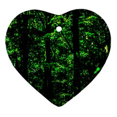 Emerald Forest Heart Ornament (two Sides) by FunnyCow