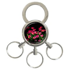 Pink Tulips Dark Background 3-ring Key Chains by FunnyCow