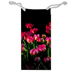 Pink Tulips Dark Background Jewelry Bags by FunnyCow