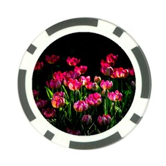 Pink Tulips Dark Background Poker Chip Card Guard by FunnyCow