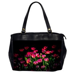 Pink Tulips Dark Background Office Handbags (2 Sides)  by FunnyCow