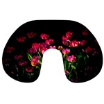 Pink Tulips Dark Background Travel Neck Pillows Back