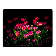 Pink Tulips Dark Background Double Sided Fleece Blanket (small)  by FunnyCow