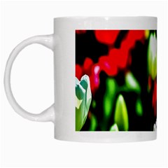 White And Red Sunlit Tulips White Mugs by FunnyCow