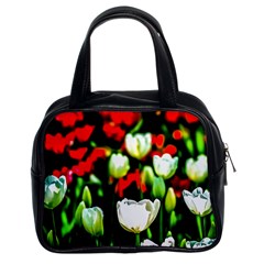 White And Red Sunlit Tulips Classic Handbags (2 Sides) by FunnyCow