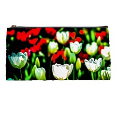 White And Red Sunlit Tulips Pencil Cases by FunnyCow