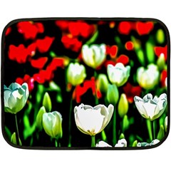 White And Red Sunlit Tulips Double Sided Fleece Blanket (mini)  by FunnyCow