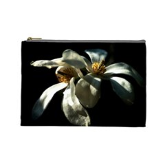 Two White Magnolia Flowers Cosmetic Bag (large) by FunnyCow