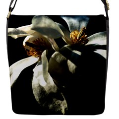 Two White Magnolia Flowers Flap Messenger Bag (s) by FunnyCow