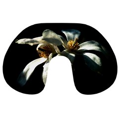 Two White Magnolia Flowers Travel Neck Pillows by FunnyCow