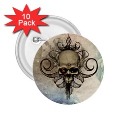 Awesome Creepy Skull With  Wings 2 25  Buttons (10 Pack) 