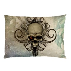 Awesome Creepy Skull With  Wings Pillow Case (two Sides)