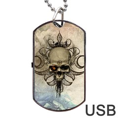 Awesome Creepy Skull With  Wings Dog Tag Usb Flash (two Sides) by FantasyWorld7