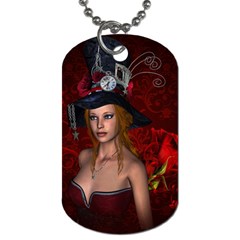 Beautiful Fantasy Women With Floral Elements Dog Tag (one Side) by FantasyWorld7