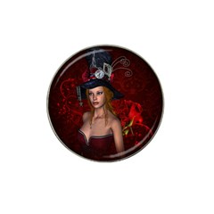 Beautiful Fantasy Women With Floral Elements Hat Clip Ball Marker by FantasyWorld7