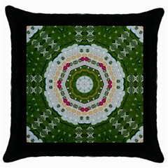 Fantasy Jasmine Paradise Love Mandala Throw Pillow Case (black) by pepitasart