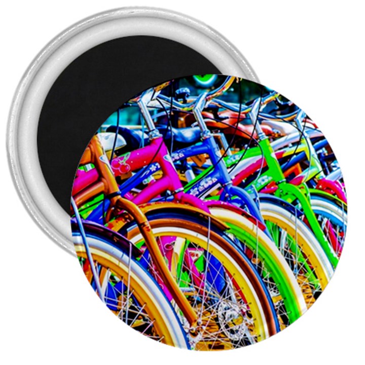 Colorful Bicycles In A Row 3  Magnets