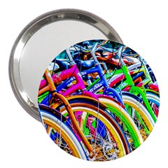 Colorful Bicycles In A Row 3  Handbag Mirrors by FunnyCow