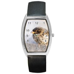 Funny Wet Sparrow Bird Barrel Style Metal Watch by FunnyCow