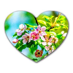 Crab Apple Flowers Heart Mousepads by FunnyCow