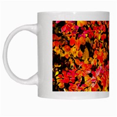 Orange, Yellow Cotoneaster Leaves In Autumn White Mugs by FunnyCow