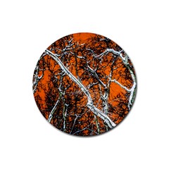 Red Night Of Winter Rubber Coaster (round)  by FunnyCow