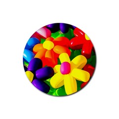 Toy Balloon Flowers Rubber Round Coaster (4 Pack)  by FunnyCow