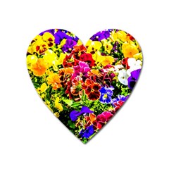 Viola Tricolor Flowers Heart Magnet by FunnyCow