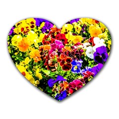 Viola Tricolor Flowers Heart Mousepads by FunnyCow