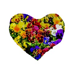Viola Tricolor Flowers Standard 16  Premium Heart Shape Cushions by FunnyCow