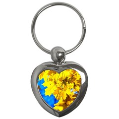 Yellow Maple Leaves Key Chains (heart)  by FunnyCow