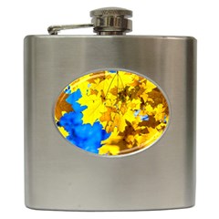 Yellow Maple Leaves Hip Flask (6 Oz) by FunnyCow