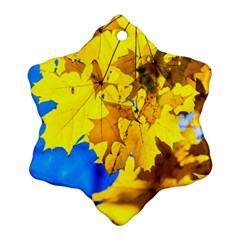 Yellow Maple Leaves Snowflake Ornament (two Sides) by FunnyCow