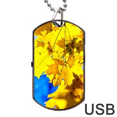 Yellow Maple Leaves Dog Tag Usb Flash (two Sides) by FunnyCow