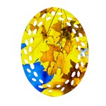 Yellow Maple Leaves Ornament (Oval Filigree) Front