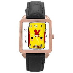 Kawaii Cute Tennants Lager Can Rose Gold Leather Watch  by CuteKawaii1982