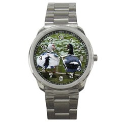 Muscovy Ducks At The Pond Sport Metal Watch by IIPhotographyAndDesigns